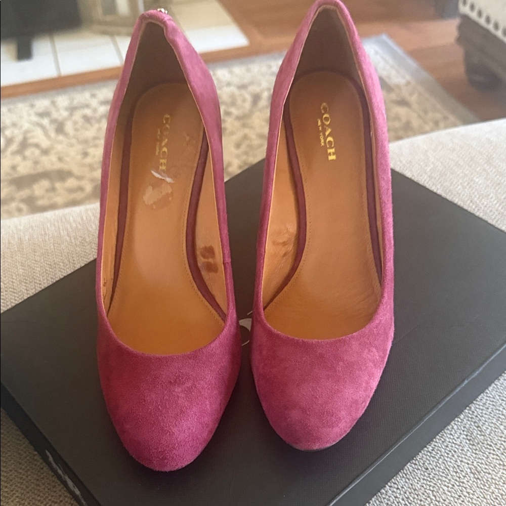 Coach Women's Fuchsia Suede Heels
